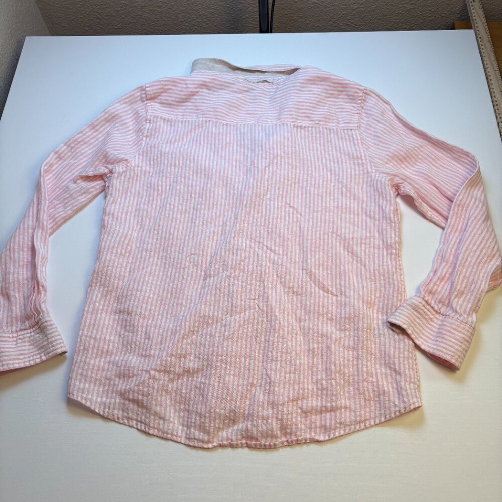 Tommy Bahama Striped Linen Blend Button Up Shirt Pink Medium - Picture 5 of 10